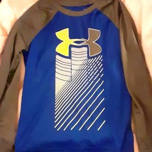 Under Armour blue gray white neon yellow Long Sleeve Tee size 5 EUC